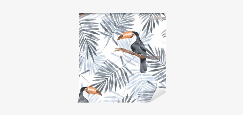 Watercolor Seamless Pattern 2 Wall Mural • Pixers® - Zazzle Grey Toucan | Add Your Name Tri-fold Wallets, transparent png