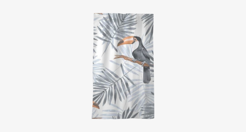 Watercolor Seamless Pattern 2 Sheer Window Curtain - Graues Toucan | Addieren Ihren Namen Klemmbrett, transparent png