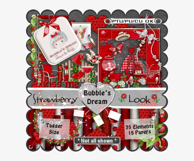 The Strawberry Look ~ Scrapkit * Tagger Size/cu Ok - Strawberry, transparent png