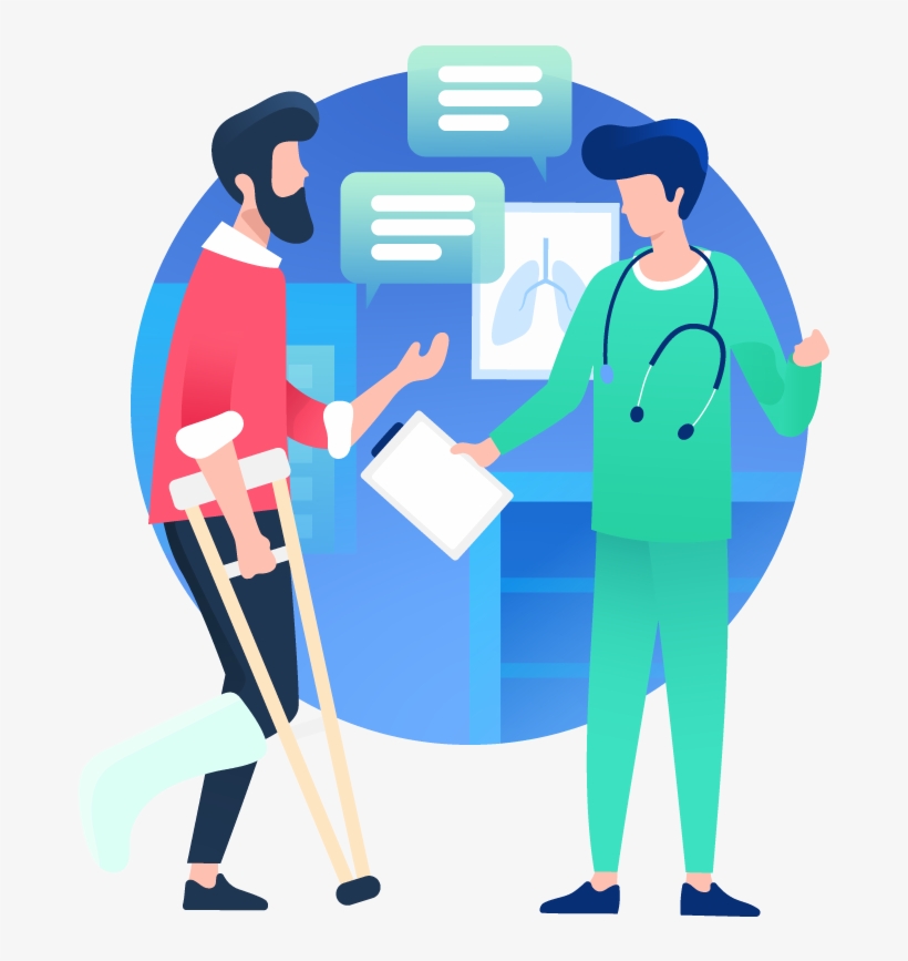 Injured Patient On Crutches With Primary Care Doctor - Patient, transparent png