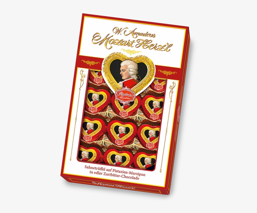 Reber Mozart Herz'l® Packung - Mozart Kugeln, transparent png