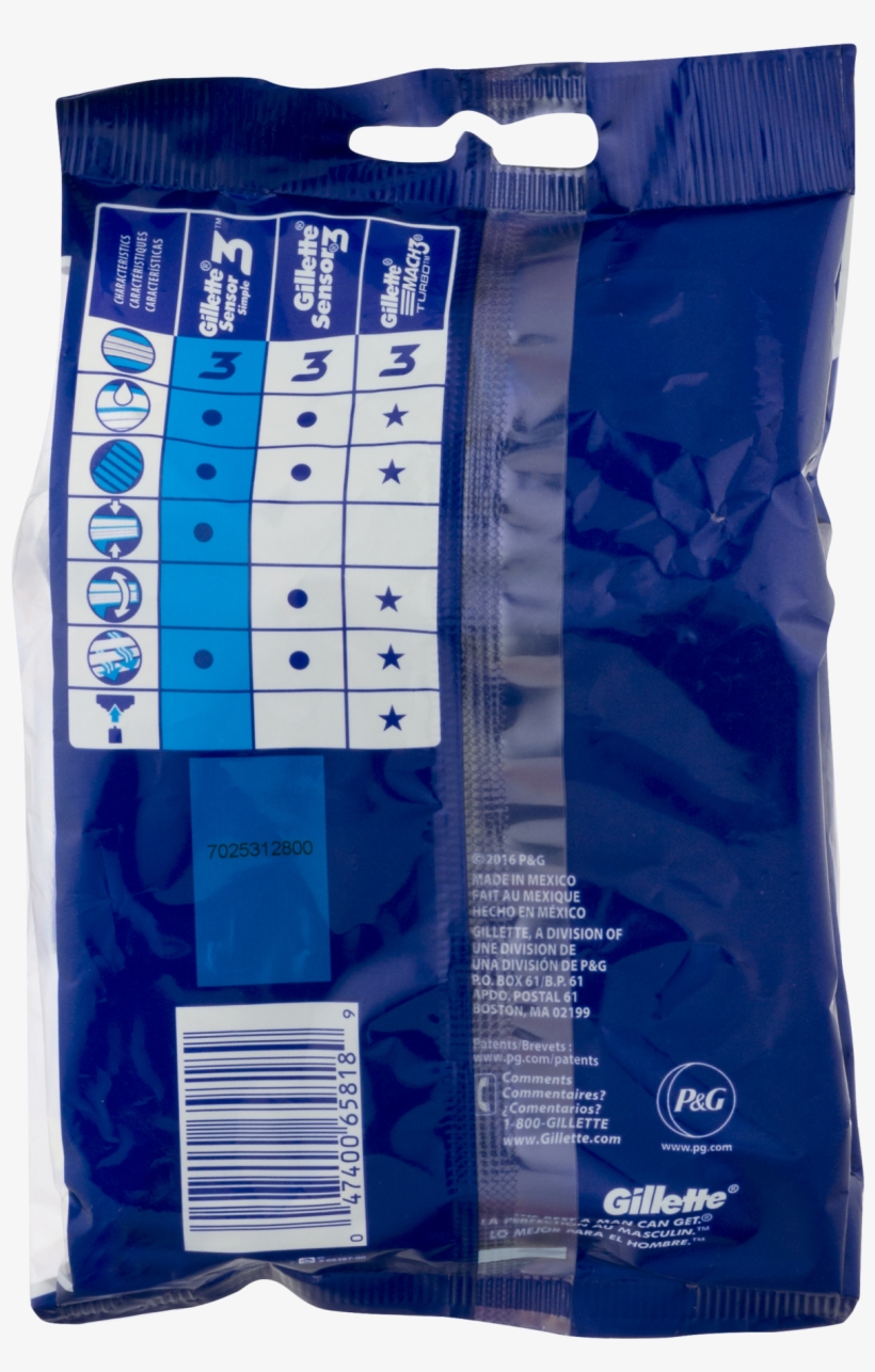 52 Men's Gillette Sensor 2 Custom Plus Disposable Razor, transparent png