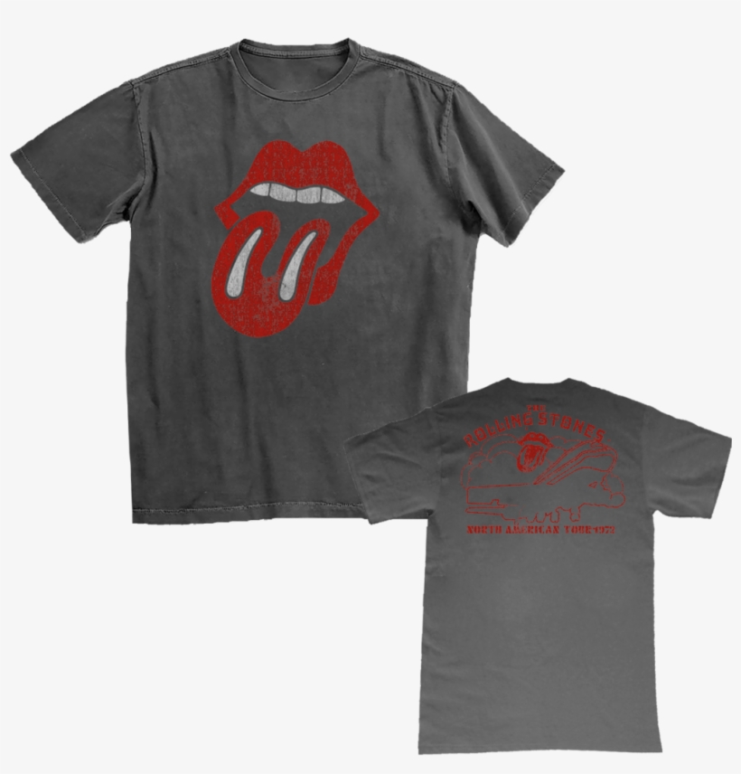 1972 Tongue T-shirt - Rolling Stones Grey Tee, transparent png