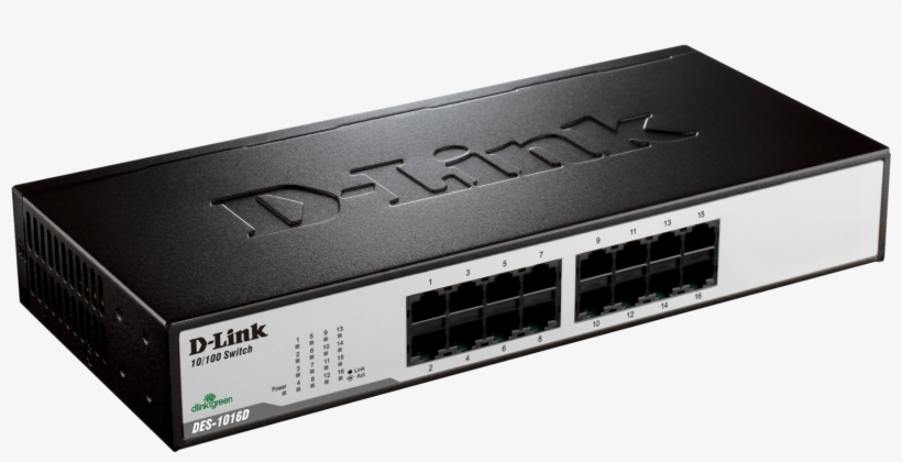 D-link Des1016d 16x10/100 Fast Ethernet Unmanaged Switch - D Link Des 1100 24, transparent png