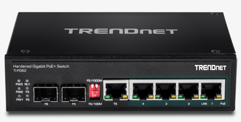 6 Port Hardened Industrial Gigabit Poe Din Rail Switch - Trendnet Ti-pg62 6-port Hardened Industrial Gigabit, transparent png