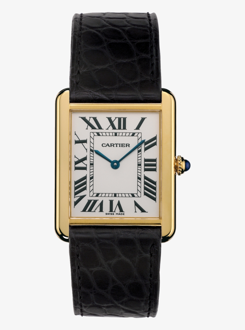 Tank Solo Watchlarge Model, 18k Yellow Gold, Leather - Cartier Tank Solo W5200004, transparent png