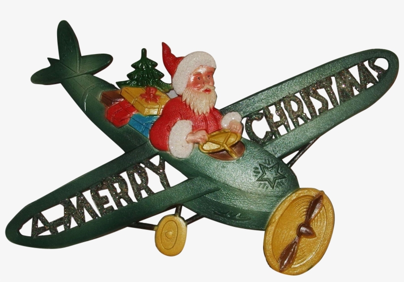 Santa Flying His Plane With A Merry Christmas Banner - Fensterbild 23 X 16 Cm Weihnachtsmannflieger, transparent png