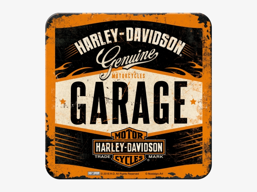 Nostalgic Art Metal Coaster Harley Davidson Garage - Genuine Harley Davidson, transparent png