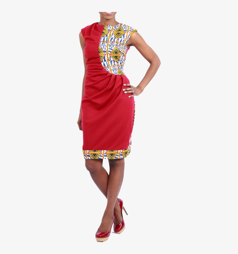 African Print Dress Red - Mobirise, transparent png