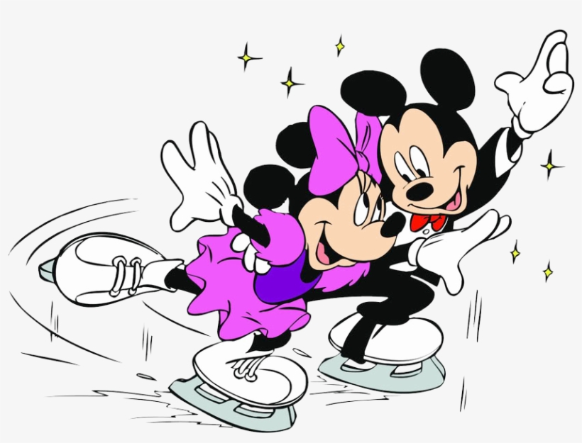 Mickey Minnie Sports Clipart - Mickey & Minnie Mouse Ice Skating, transparent png