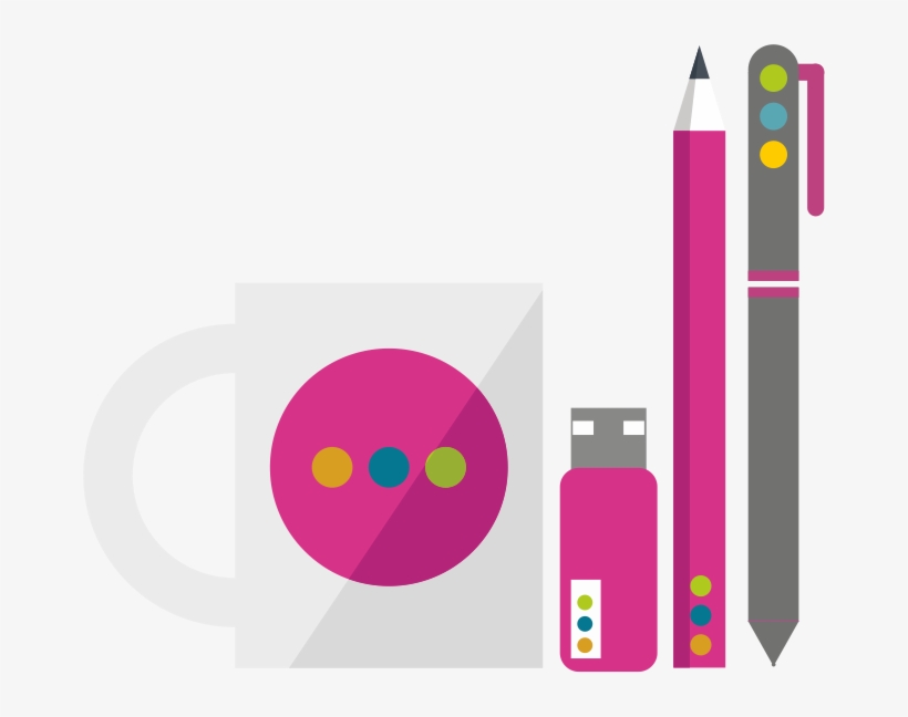 Branded Cup, Usb, Pencil And Pen - Promotional Material Icon Png, transparent png