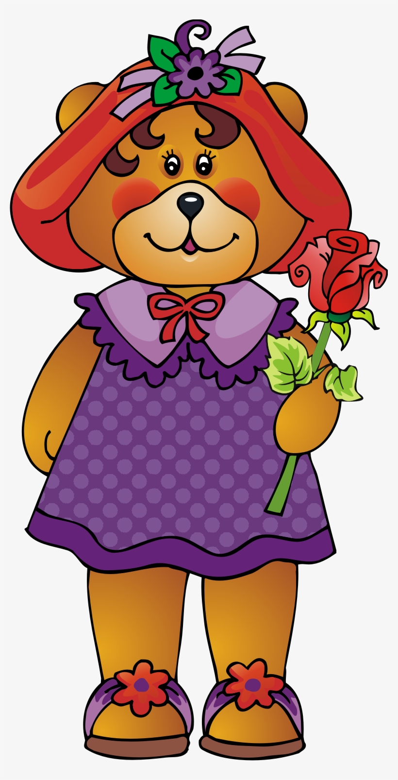 Red Hat Bear Clipart Printsofjoy Bear Clipart, Purple - Cartoon, transparent png
