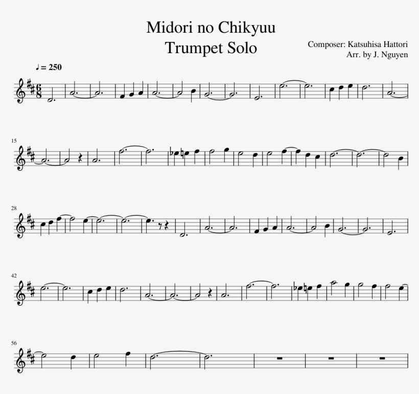 Midori No Chikyuu Trumpet Solo Sheet Music Composed - Tommy Dorsey I M Getting Sentimental Over You, transparent png