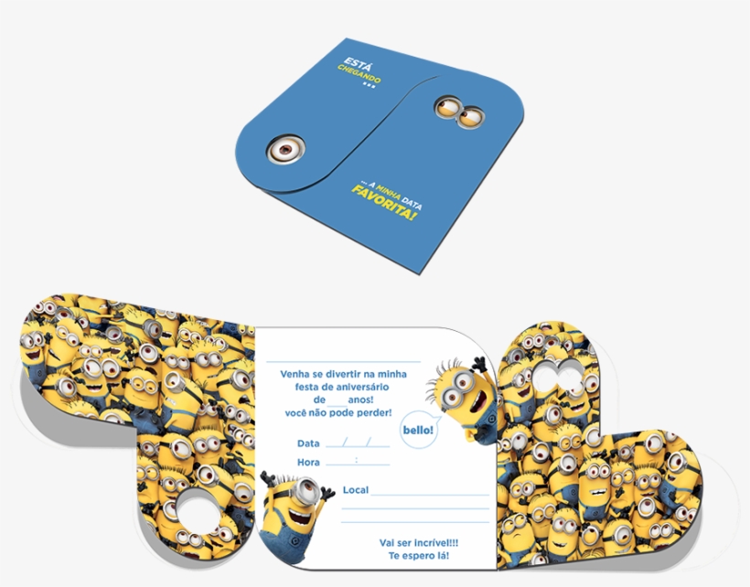 Convite De Aniversário Minions Festcolor 08 Unidades - Convite De Aniversário Dos Minions, transparent png