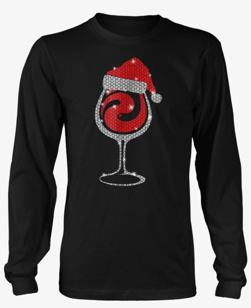 Diamond Wine Glasses Santa Hat Xmas T-shirt Teefig - Science Christmas Shirt, transparent png