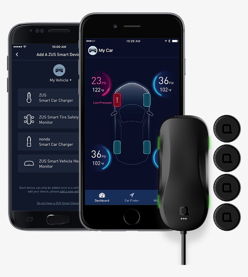 Zus® Smart Tire Safety Monitor - Tire-pressure Monitoring System, transparent png