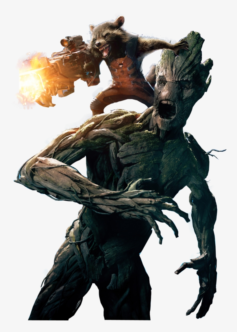 Png Renders - Guardians Of The Galaxy Groot And Rocket Maxi Poster, transparent png