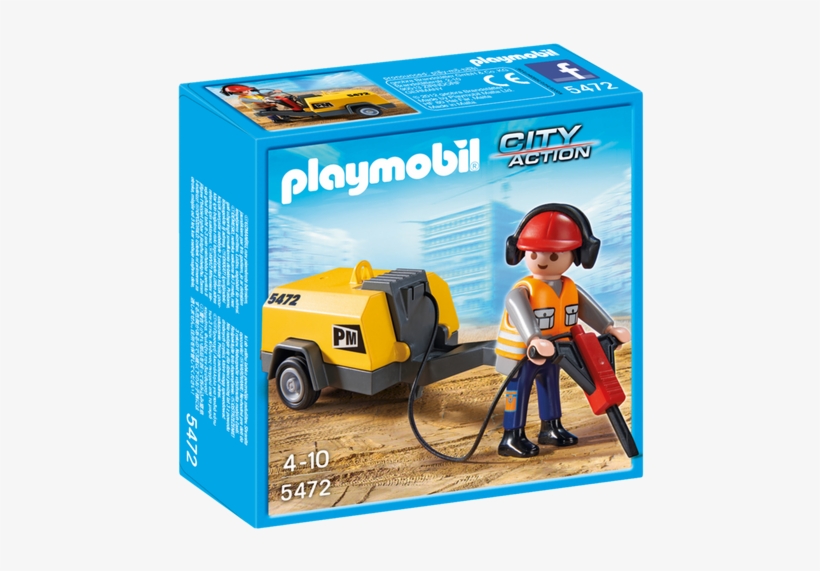 Construction Worker With Jack Hammer - Playmobil Construction Worker With Jack Hammer, transparent png