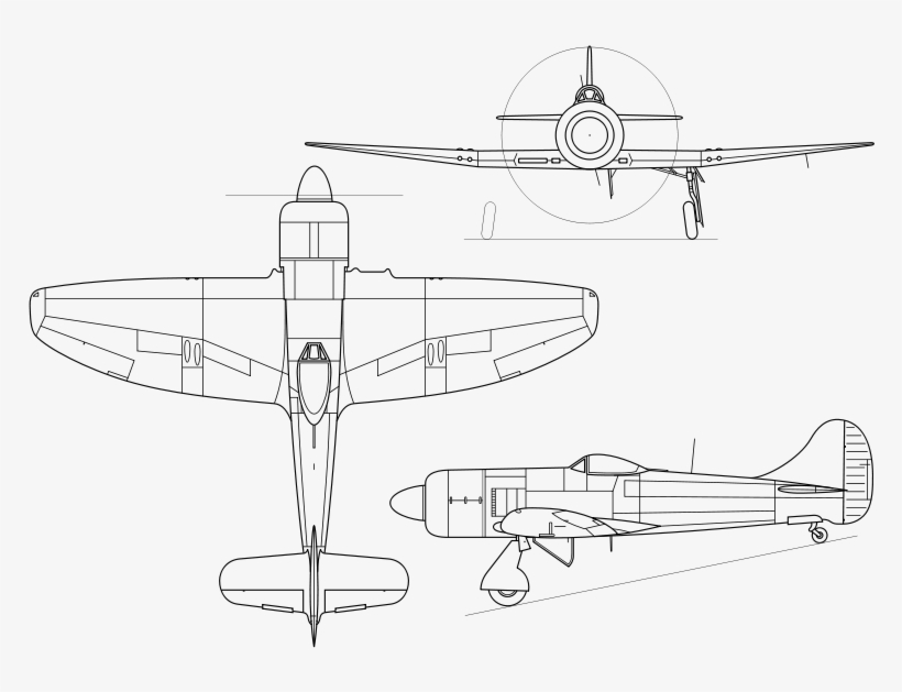Hawker Tempest Mk Ii 3-view - Hawker Tempest 3 View, transparent png