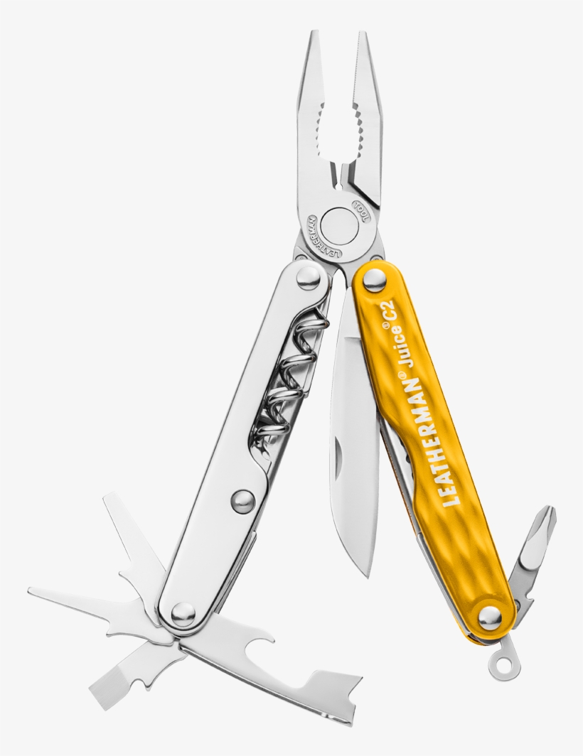 Leatherman Juice C2 Multi-tool, Yellow, 12 Tools, Open - Leatherman Juice C2, transparent png