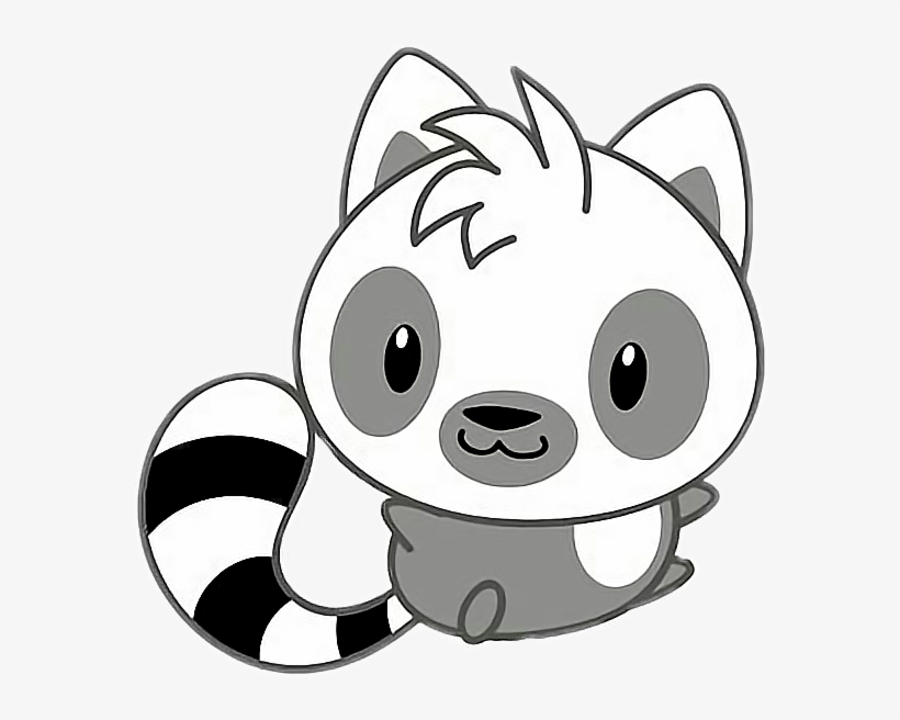 Freetoedit Cute Kawaii Racoon Grey White Black - Ring Tailed Lemur Drawing, transparent png