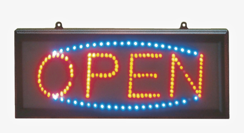 Led Red/blue Landscape Open Sign, transparent png