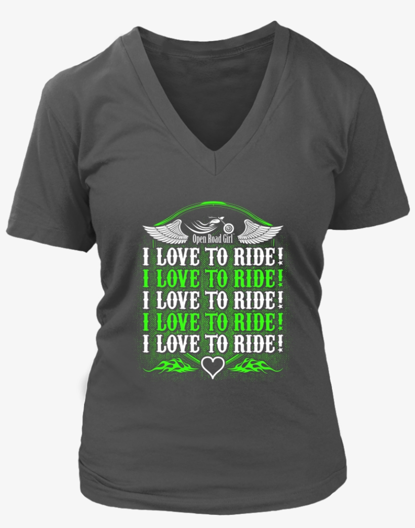 Neon Green I Love To Ride Women's V-neck Tee - Womens 1968 T Shirt, transparent png