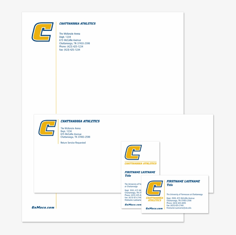 Athletics Letterhead, Envelope And Business Cards - University Of Tennessee At Chattanooga, transparent png