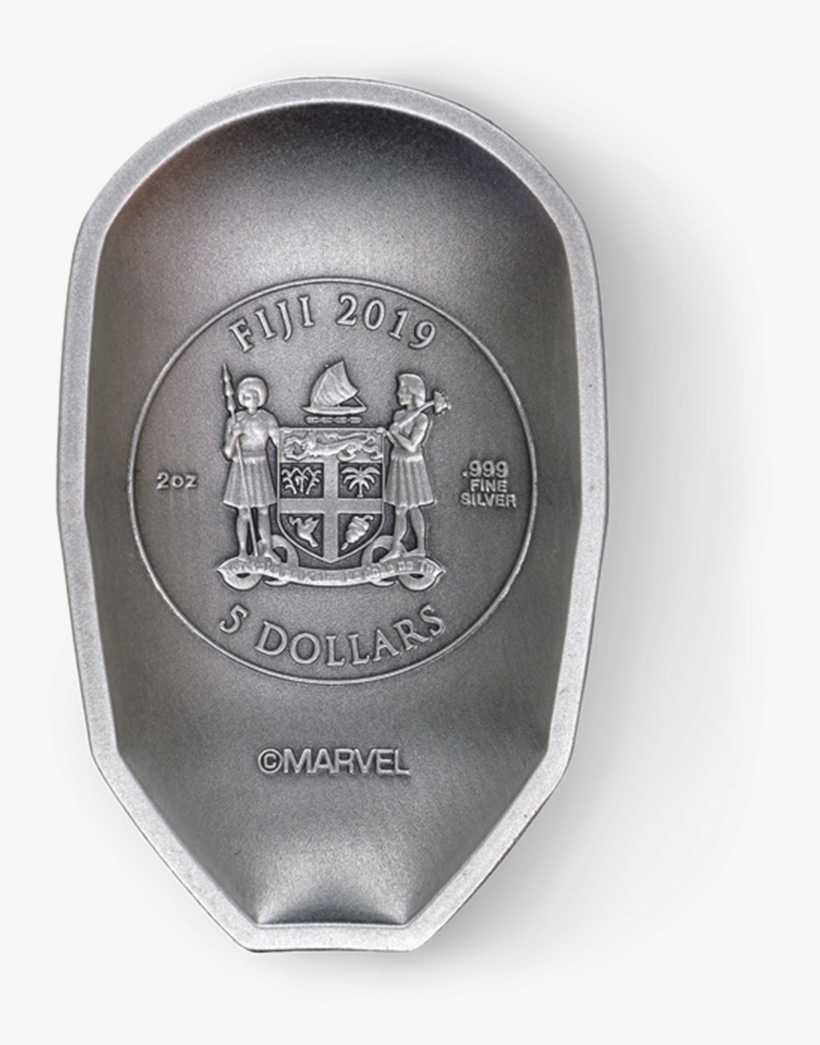 5 $ Dollar Marvel Icon Series - 2019 2 Oz Fiji Marvel Ironman Mask .999 Silver Antique, transparent png