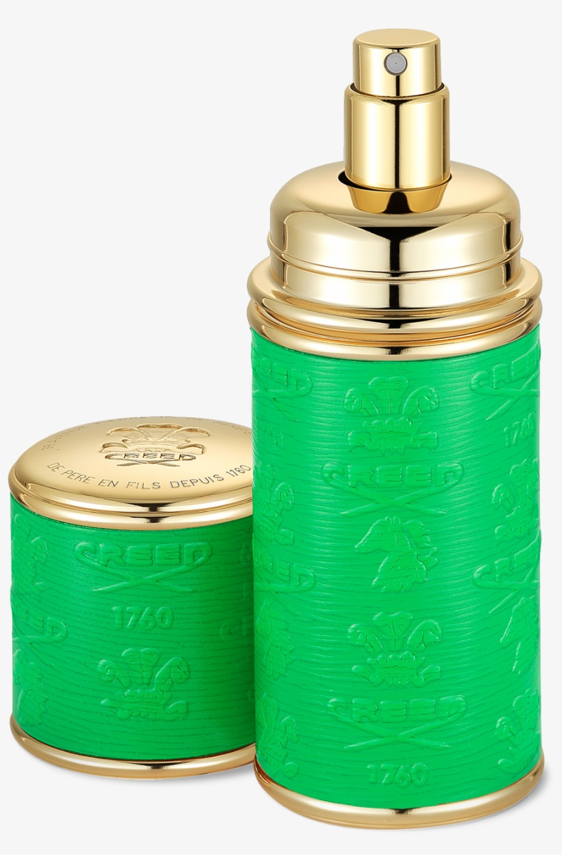 Creed Logo Etched Leather Atomizer, Gold/gold, transparent png