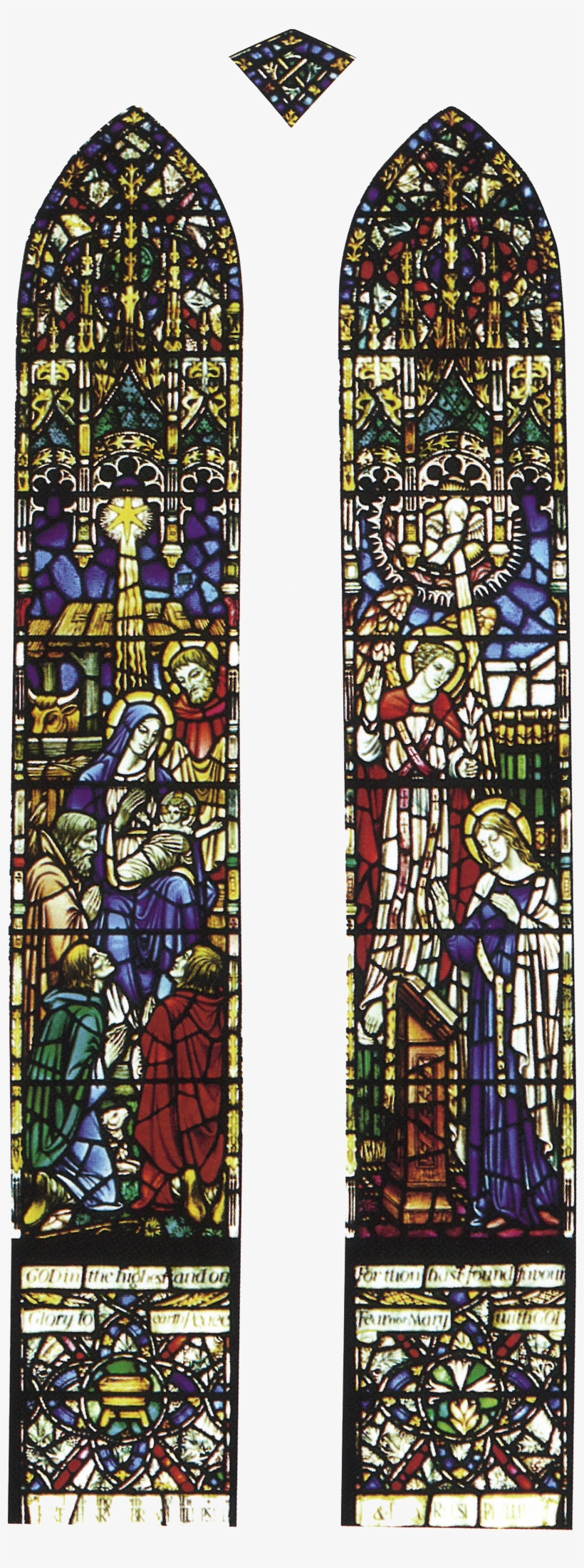The Right Lancet Shows Mary Seated At A Lectern - Stained Glass, transparent png