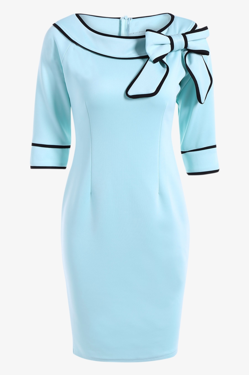 Bowknot Slash Neck Pencil Dress - Dress, transparent png