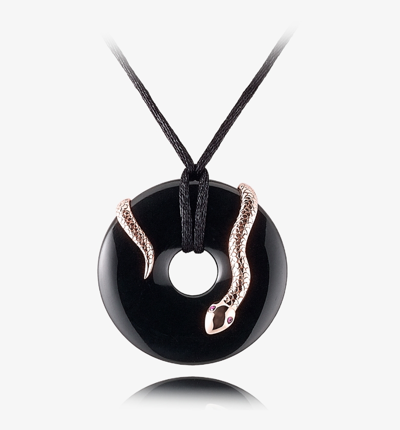 Black Jade Disc Silk Cord Necklace With Yellow Gold - Necklace, transparent png