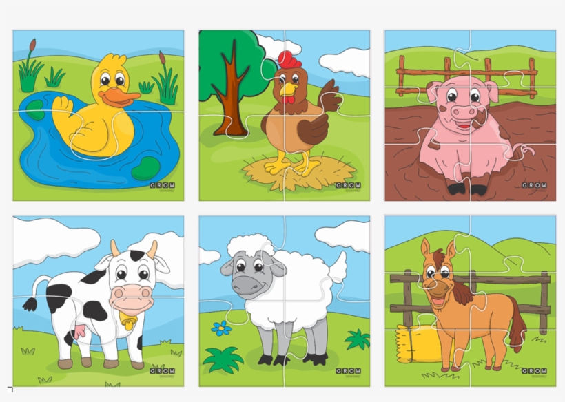 Animals Farm Puzzle - Cartoon, transparent png