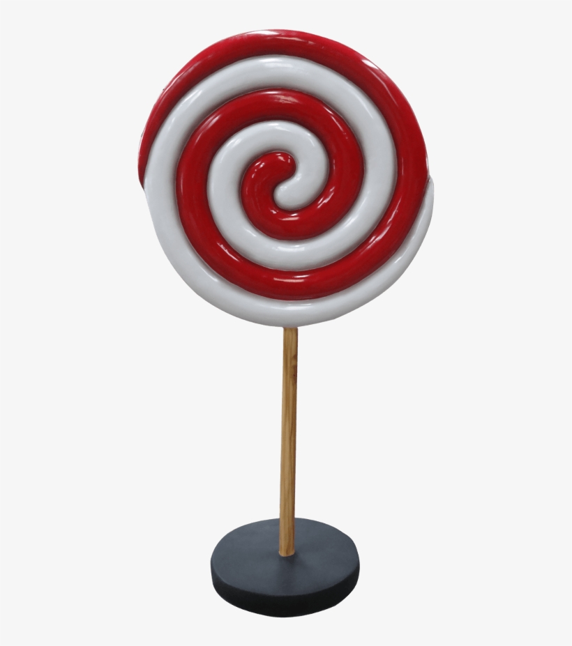 Round Lollipop Twirl Candy Oversized Twirl Red White - Lollipop, transparent png