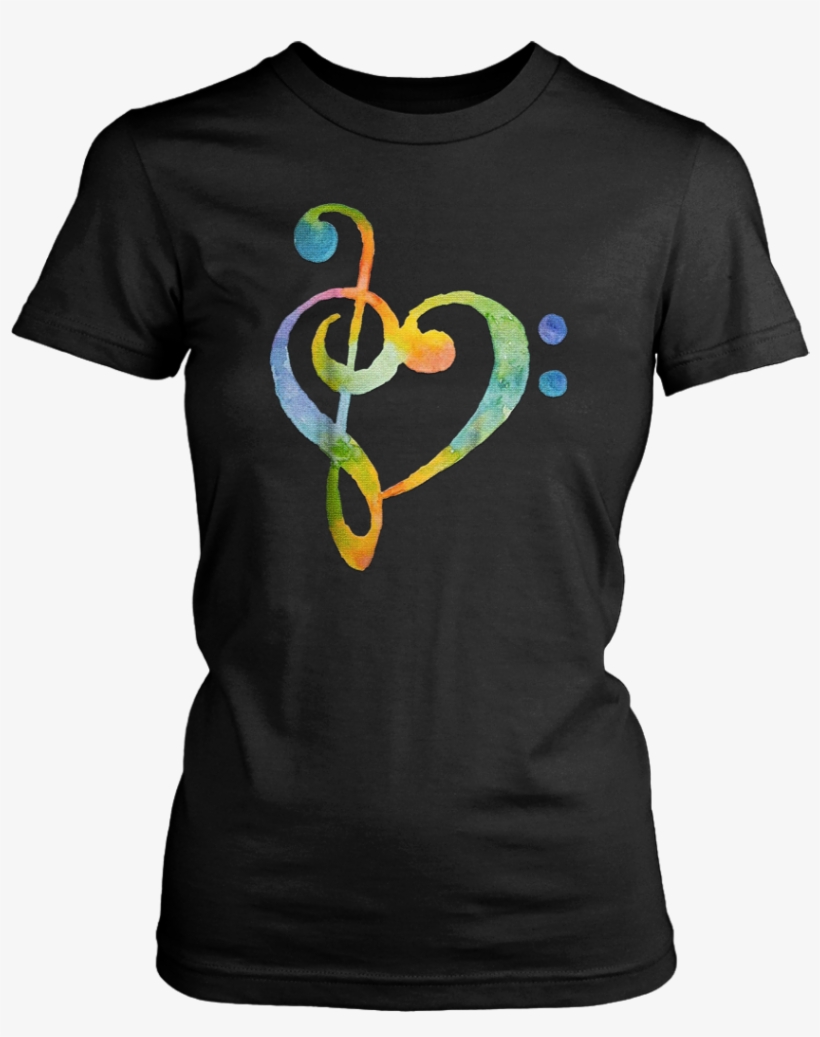 Watercolor Rainbow Heart Bass Clef T-shirt - Too Peopley Outside Shirt, transparent png