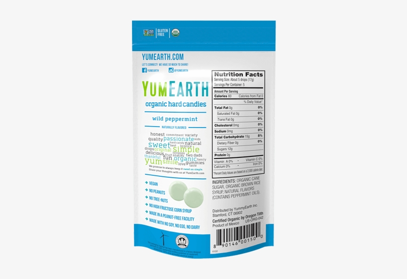 Wild Peppermint Organic Hard Candy Wild Peppermint - Yum Earth Ingredients, transparent png