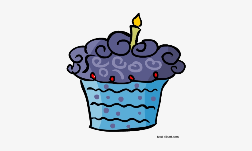Blue Cupcake With One Candle, Free Clip Art - Cake Prop Printable, transparent png