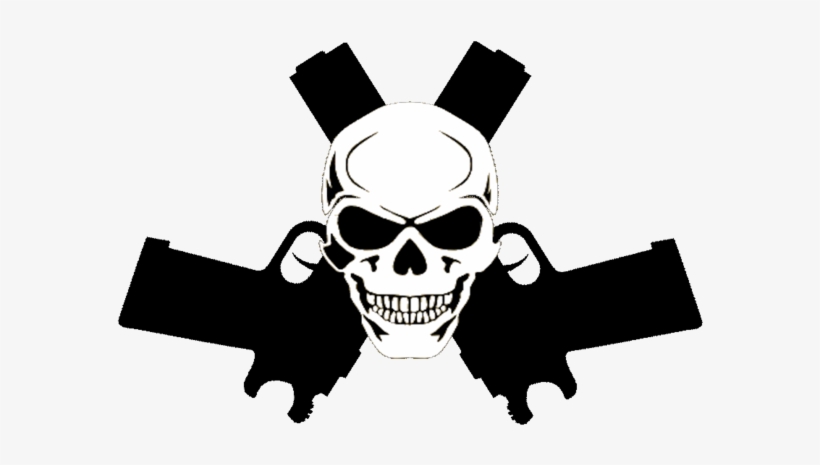 Skull In Guns Cut - Blue Skull With Guns, transparent png