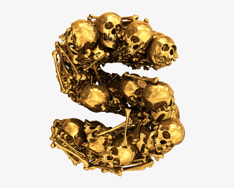 Golden Skull Font - Skull Gold Png, transparent png