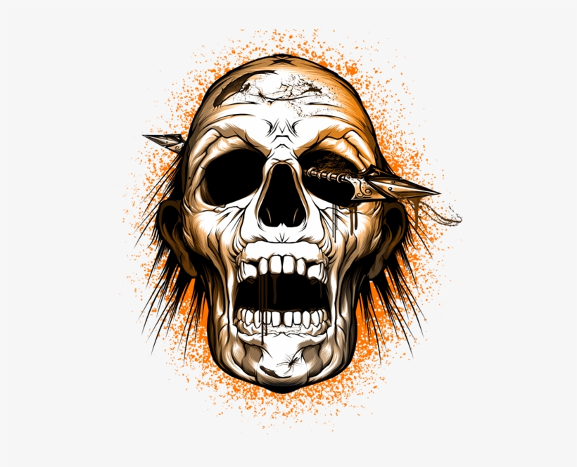 Scary Skull Png Clip Black And White Library - Walking Dead Skull Png, transparent png