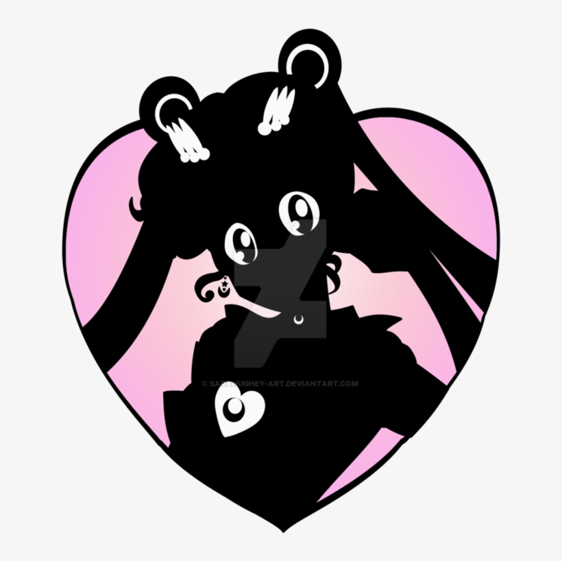 Sailor Moon Heart Silhouette By Sarahughey Art - Silhouette Sailor Moon And Tuxedo, transparent png