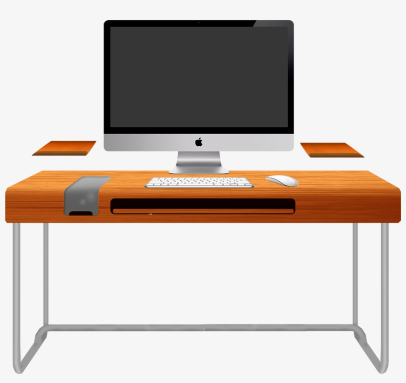 Wood Computer Desk - Computer On Table Cliparts, transparent png