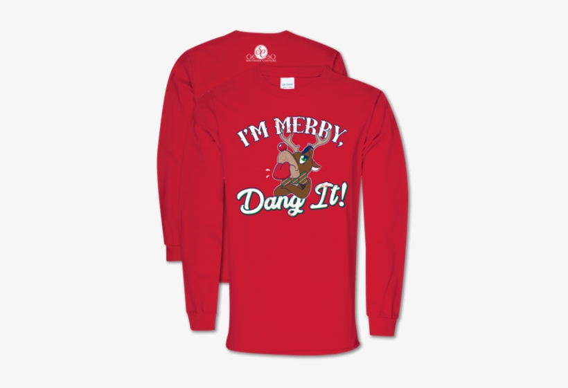Southern Couture Preppy Merry Dang It Holiday Long - Long-sleeved T-shirt, transparent png