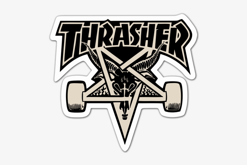 Vector Skate Sticker - Thrasher Skategoat Board Decal Sticker Black White, transparent png