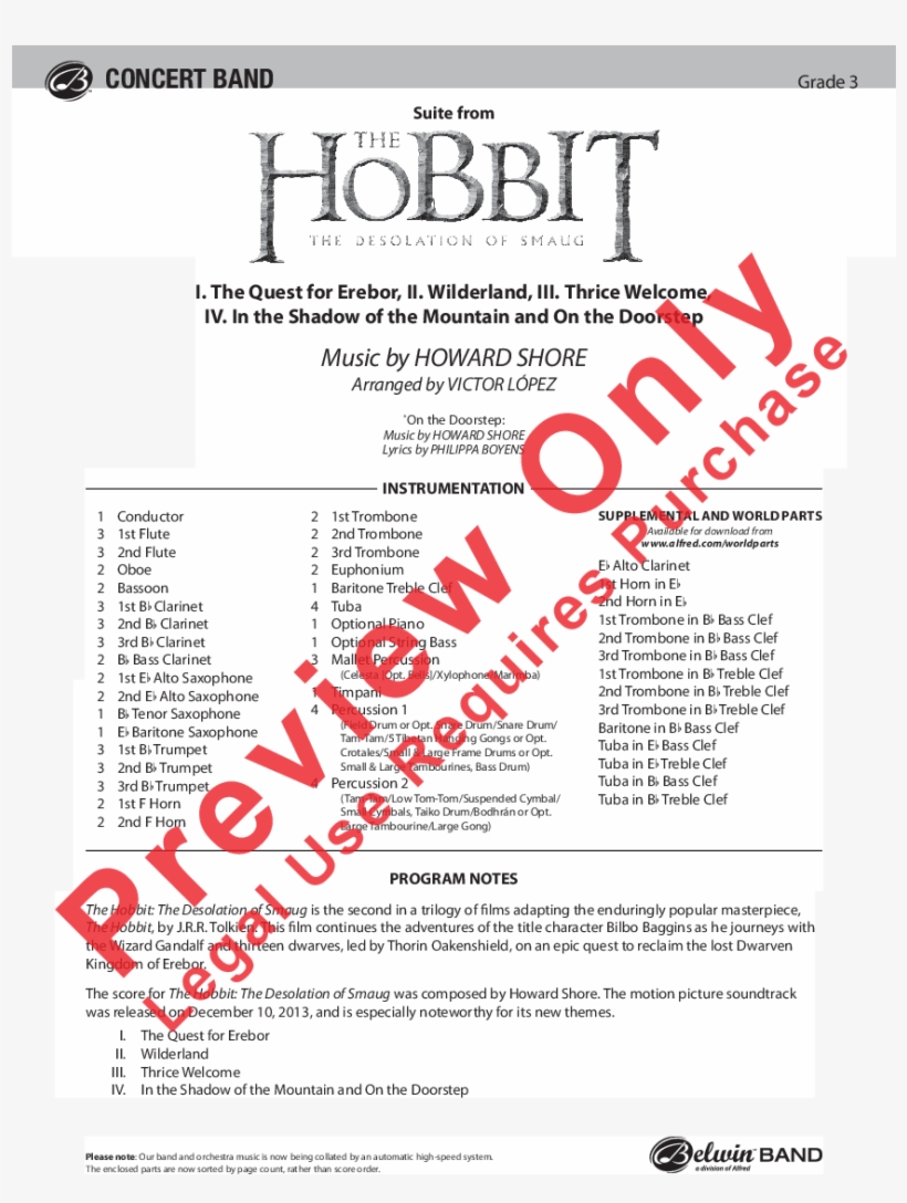 The Hobbit - Fire's Edge Sheet Music, transparent png
