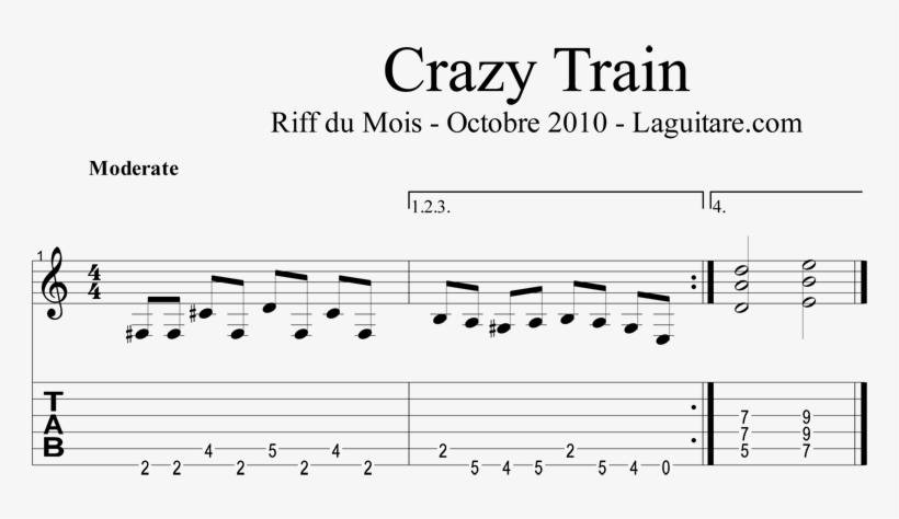 Crazy Train Par Benjamin Sertelon - Sheet Music, transparent png