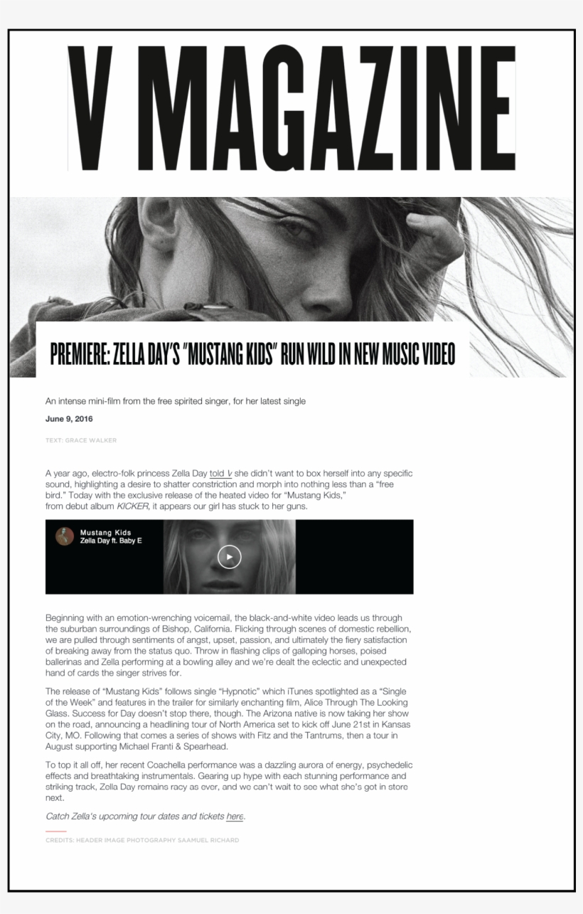 V Magazine - Zella Day - Paper, transparent png