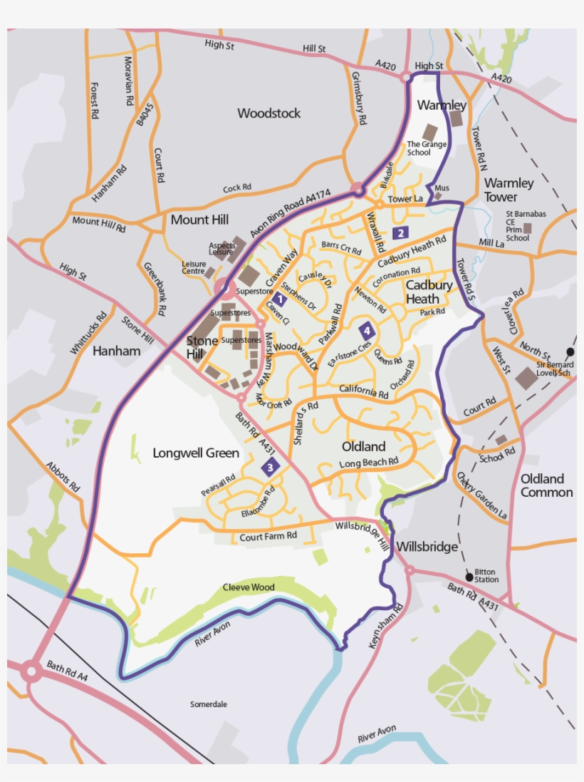 Map Showing Primary Schools In Cadbury Heath And Longwell - Map Of Cadbury Heath, transparent png