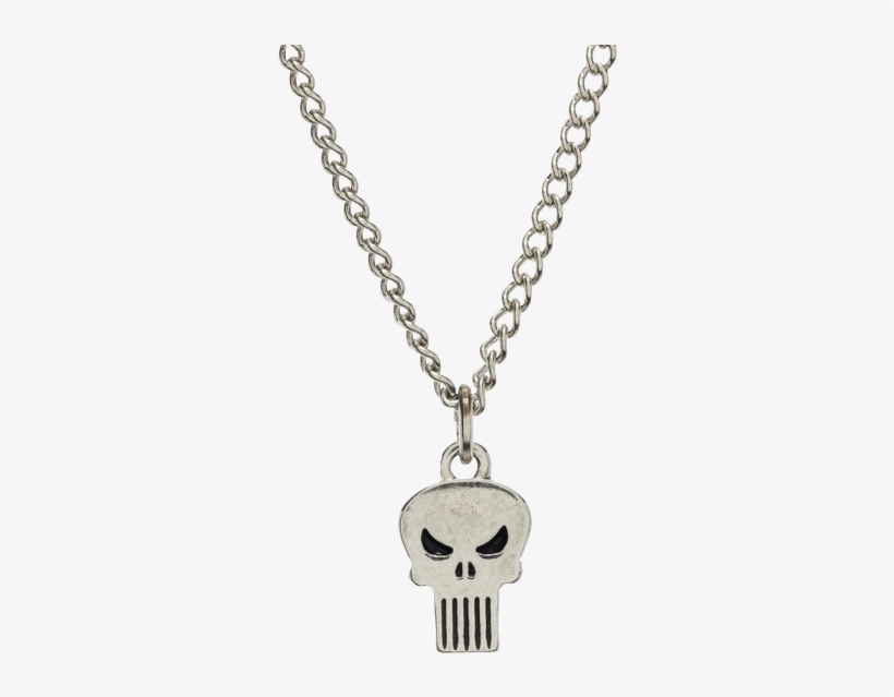 Punisher Logo Necklace - Halskæde Med Rundt Sølv Bogstav Vedhæng, transparent png
